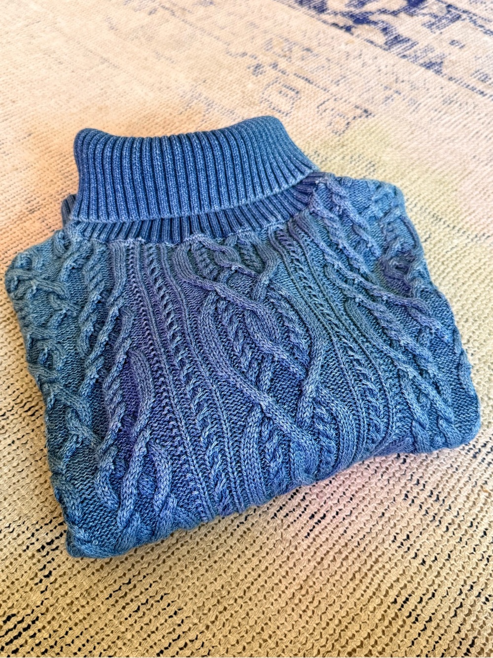 RRL Women’s Blue Fisherman Cable Knit Sweater Pullover